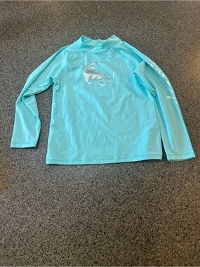 Reel Legends Aqua Kids Long Sleeve Rash Guard with Metallic Detail